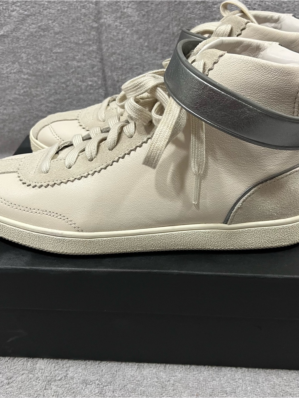 Coach Q9125 C213 Chalk White Leather Suede High Top Sneakers Shoes size 9.5 - Picture 4 of 11